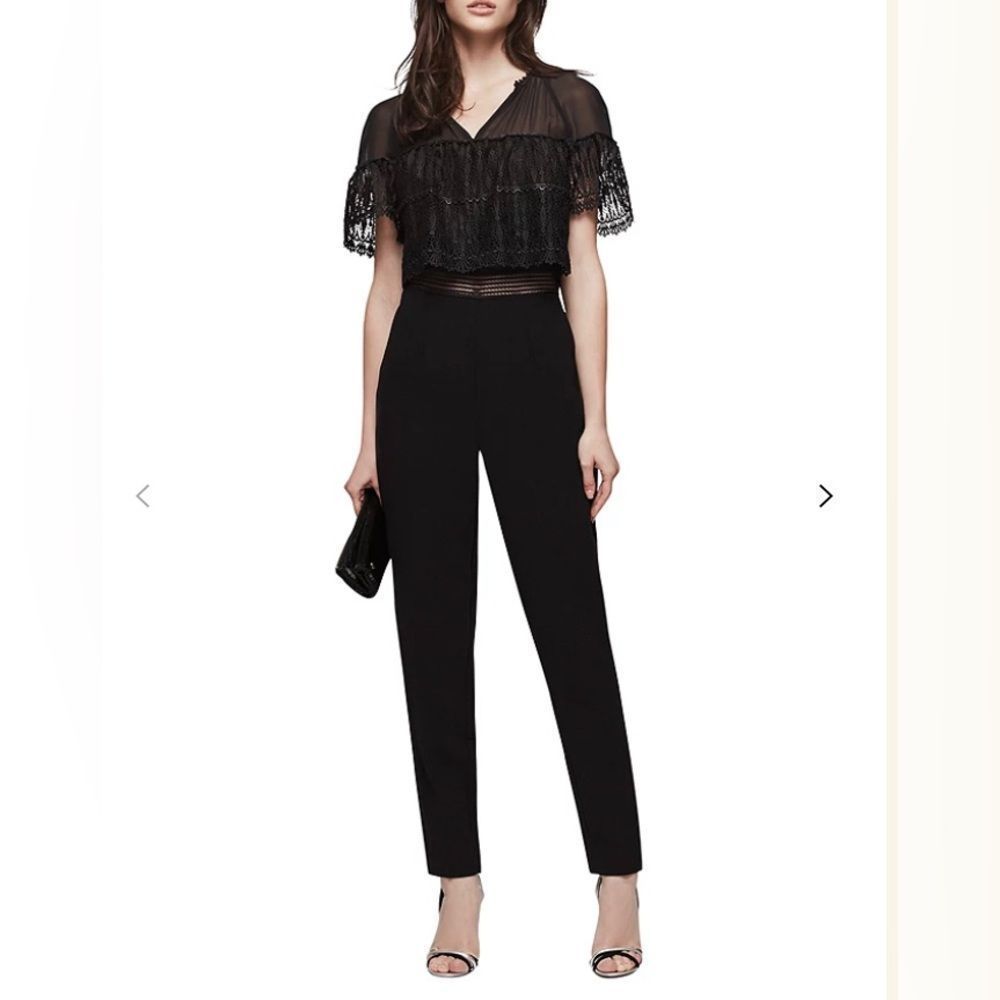Reiss Talita black lace bodice tailored slim fit jumpsuit size 0